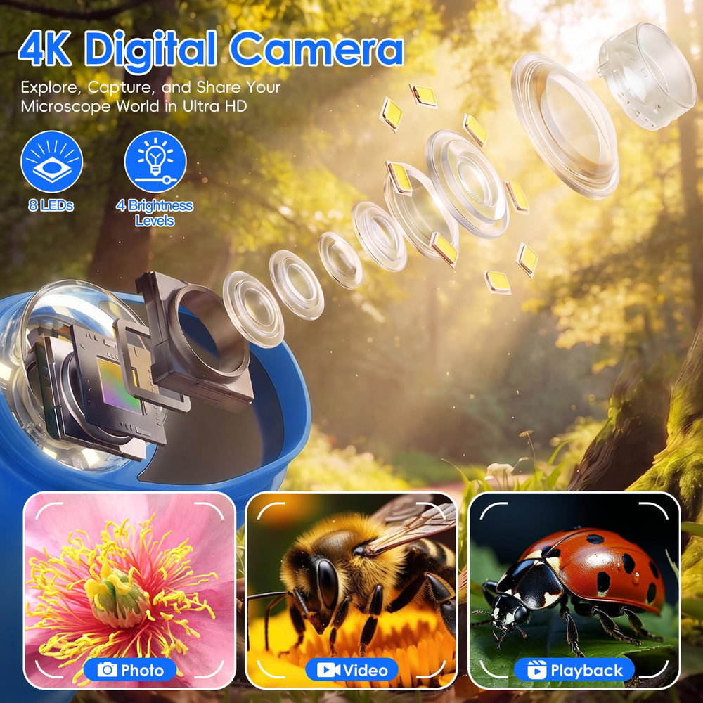 ASPOVEN detalle de los 8 LEDs con iluminación ajustable para explorar