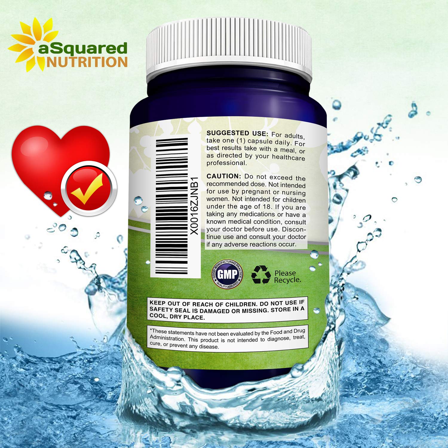 aSquared Nutrition etiqueta nutricional legible mostrando 200 mg por cápsula y datos clave