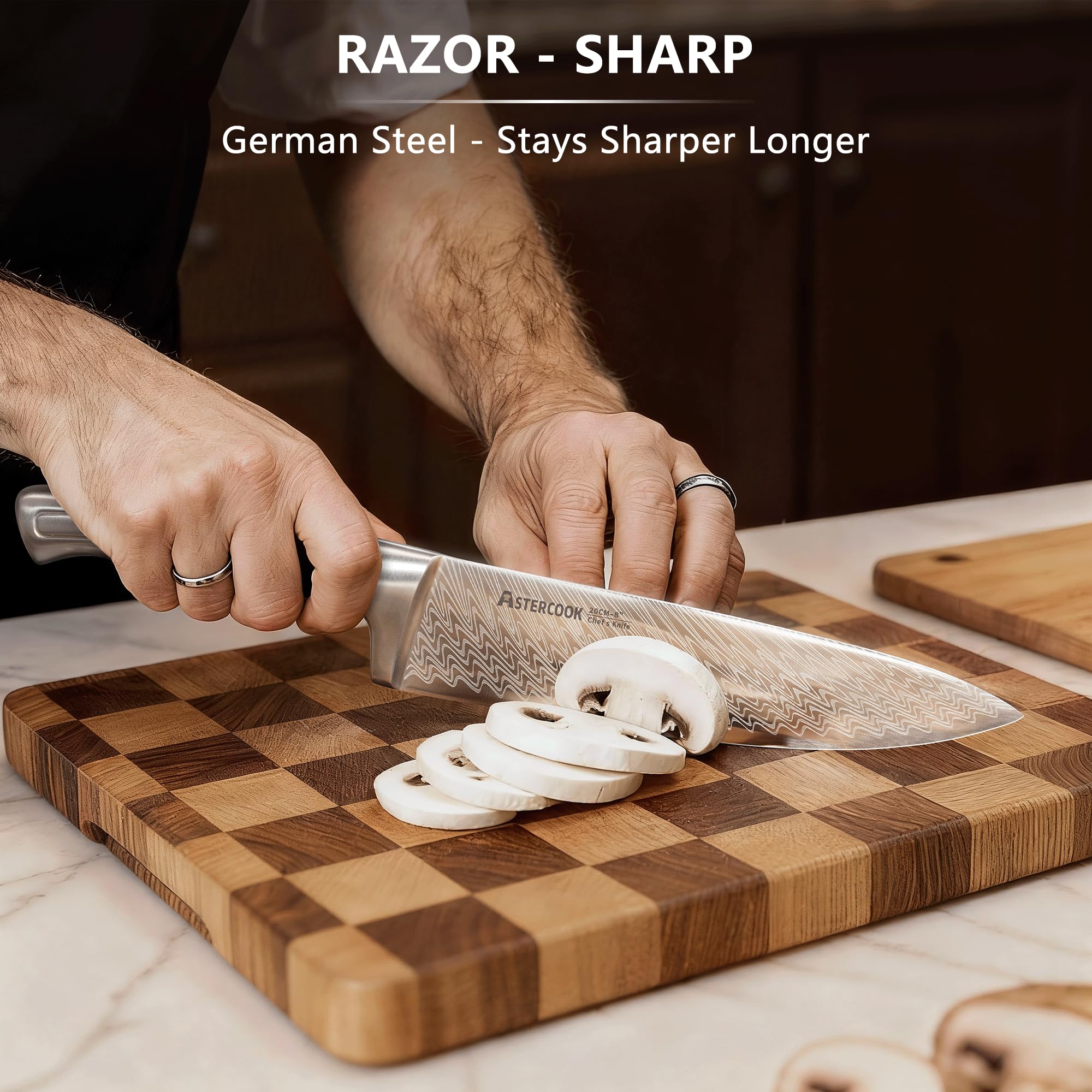 Astercook cuchillo de chef hoja detalle con filo duradero