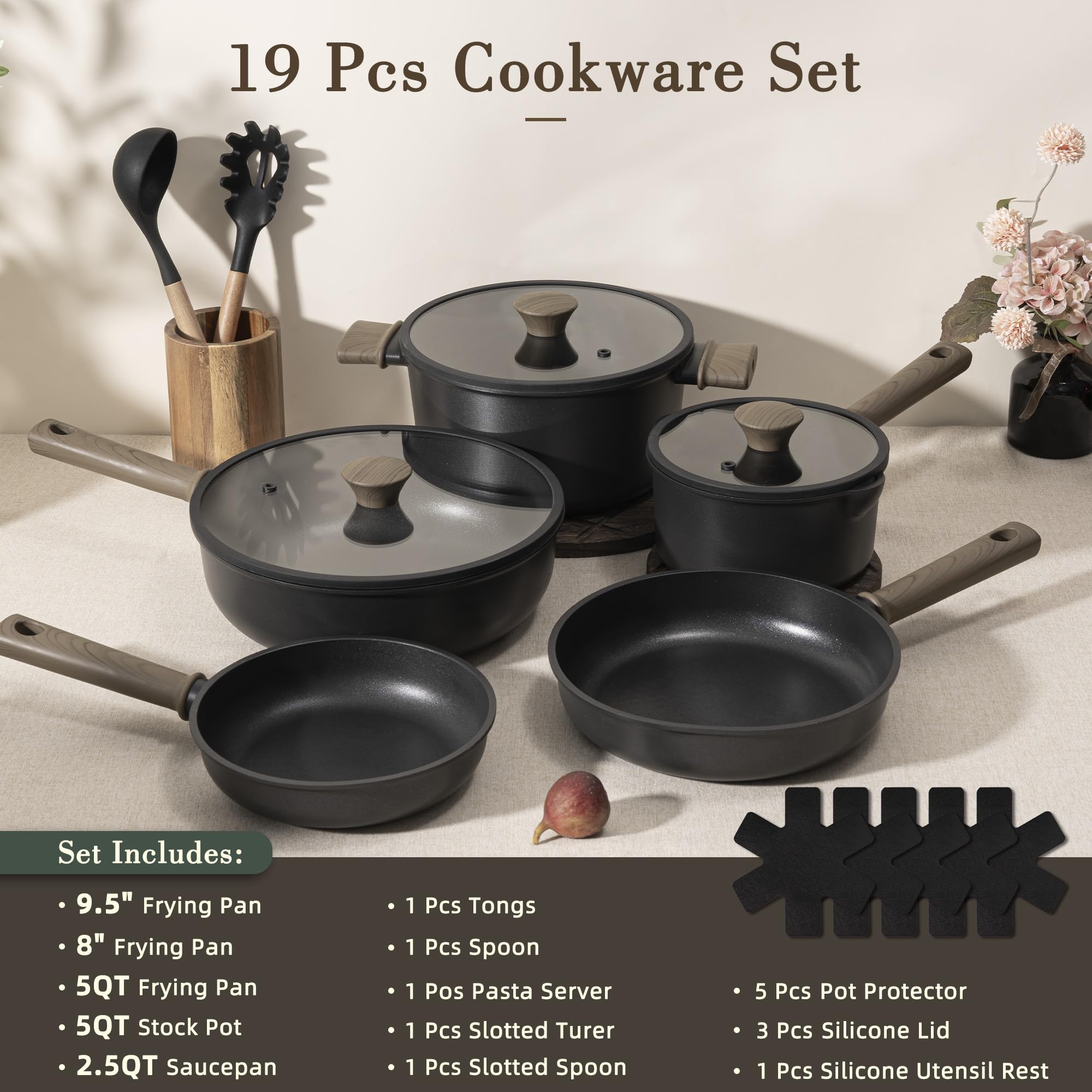 Astercook primer plano del revestimiento de titanio que facilita limpieza