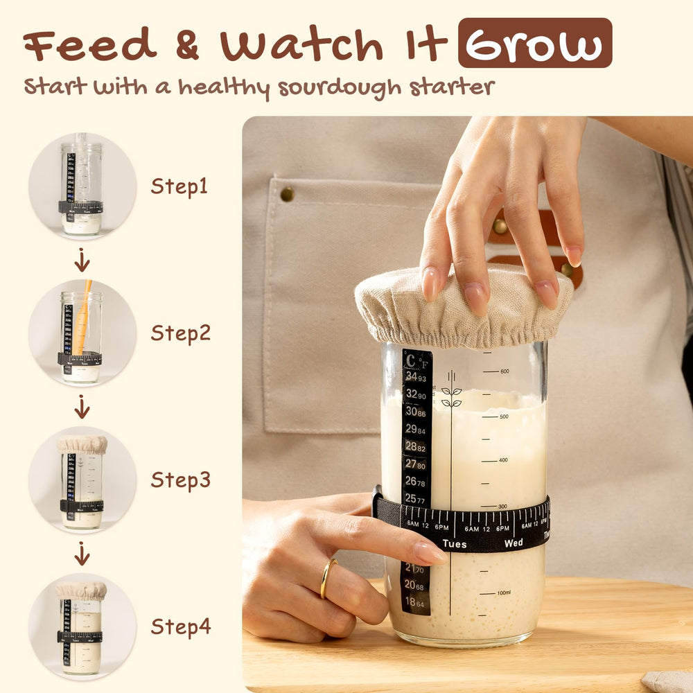 Astercook frasco starter para cultivar y guardar masa madre con control de cantidad
