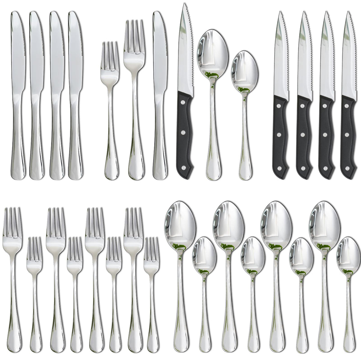 Astercook vista frontal del conjunto 24 piezas con brillo y equilibrio