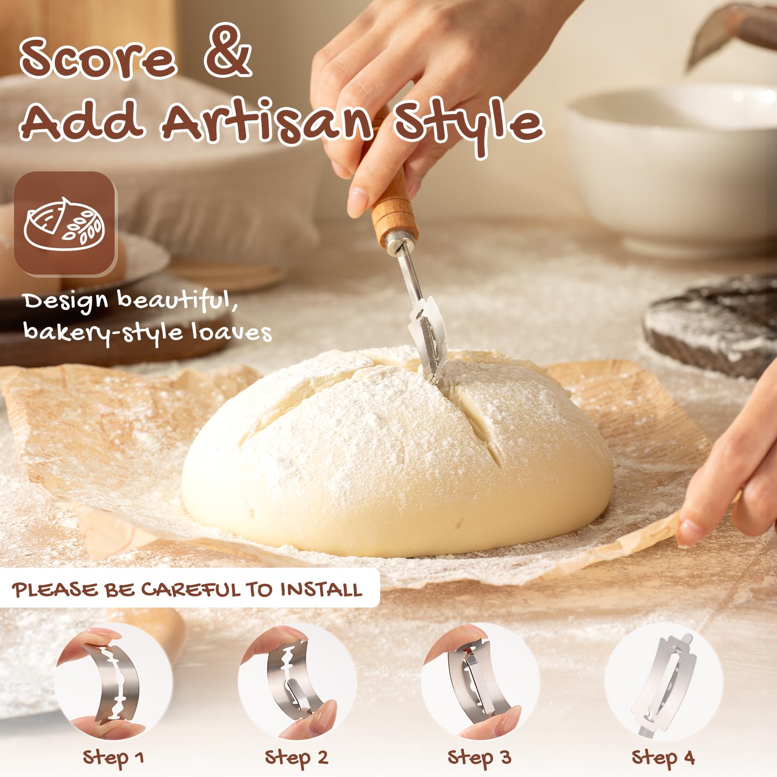 Astercook lame y cuchillas afiladas para cortes limpios que favorecen el horneado