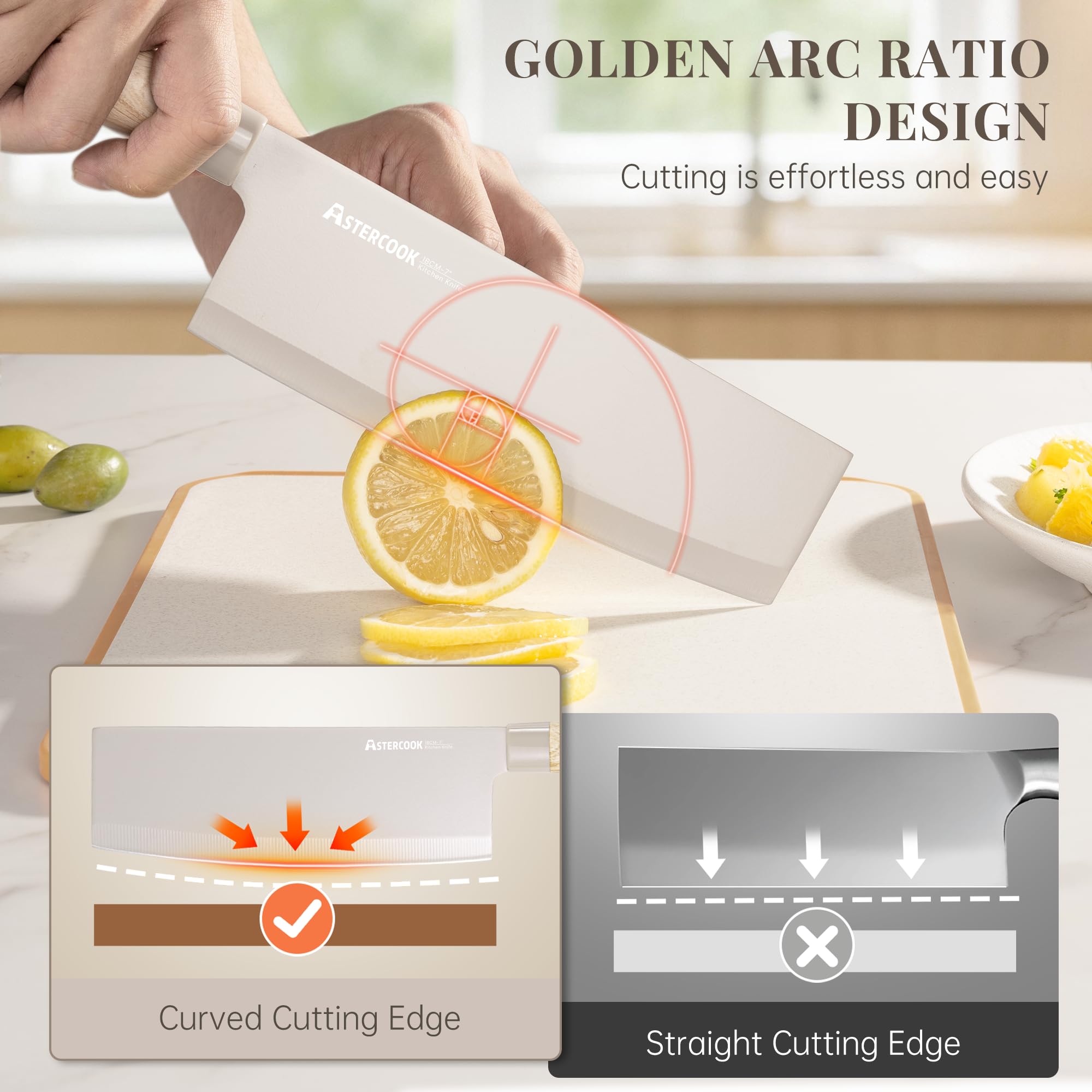 Astercook mango con textura de veta de madera para mejor agarre