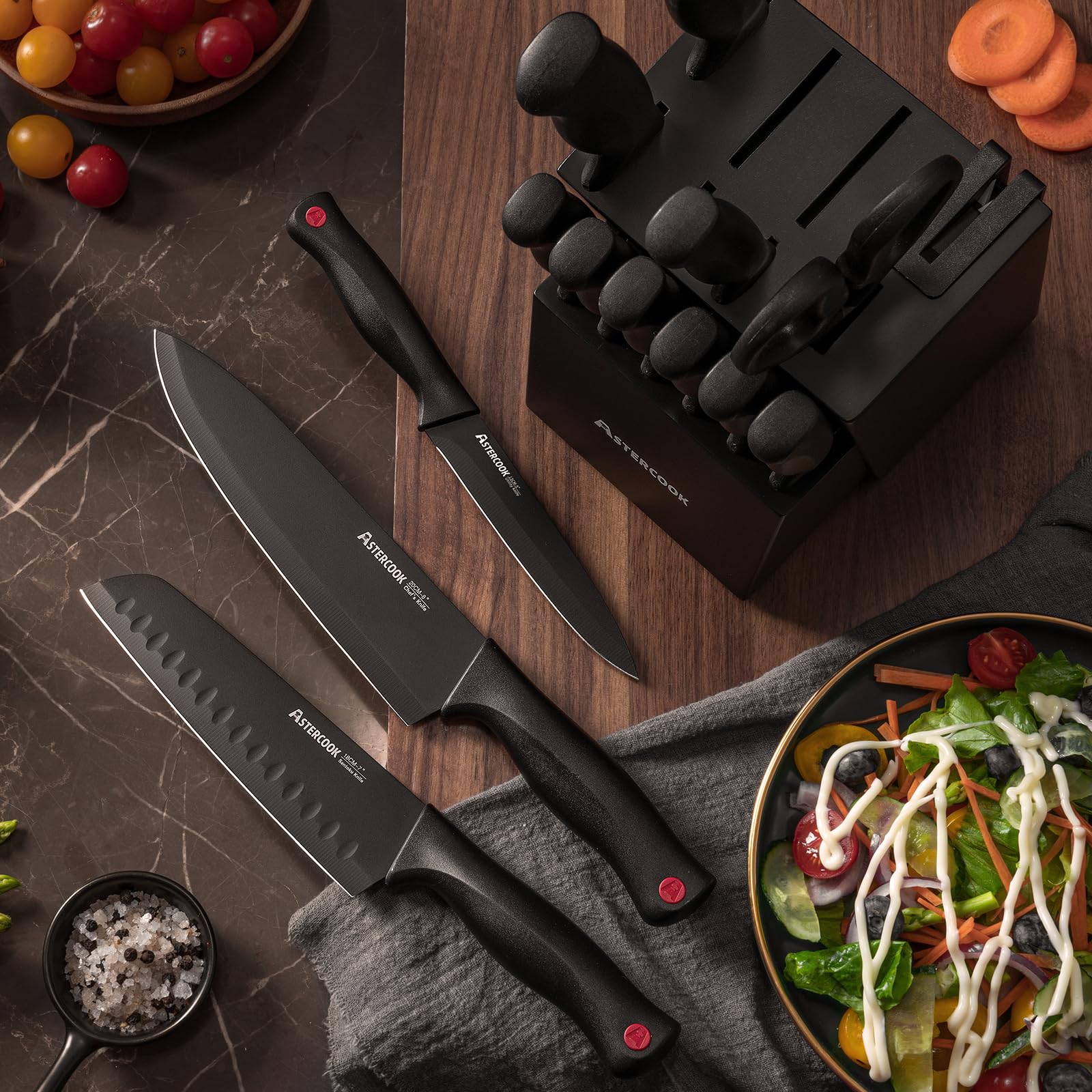 Astercook tijeras y cuchillos de servicio listos para filetear y servir