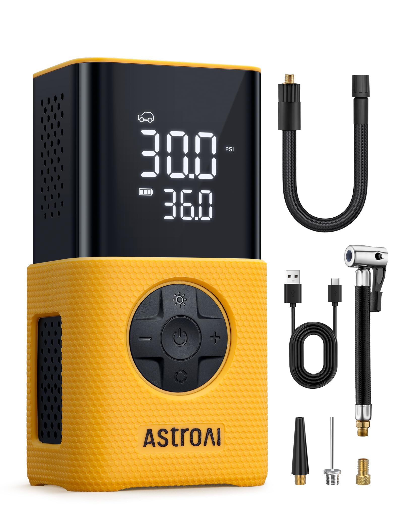 AstroAI L7S vista frontal del compresor portátil, compacto y fácil de guardar