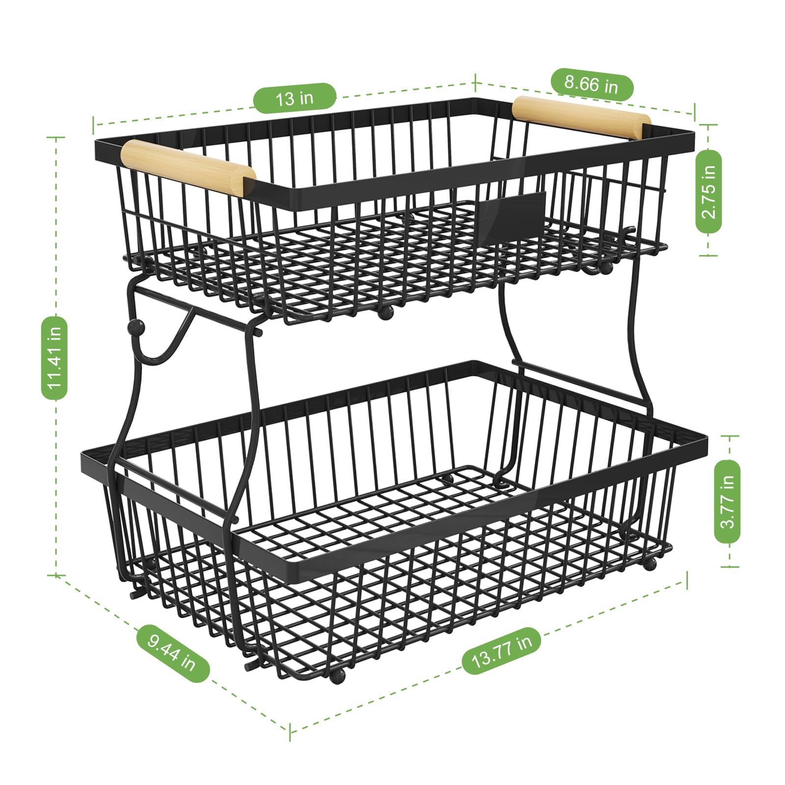 Astrorhine asa de madera para transportar la cesta con seguridad y estilo