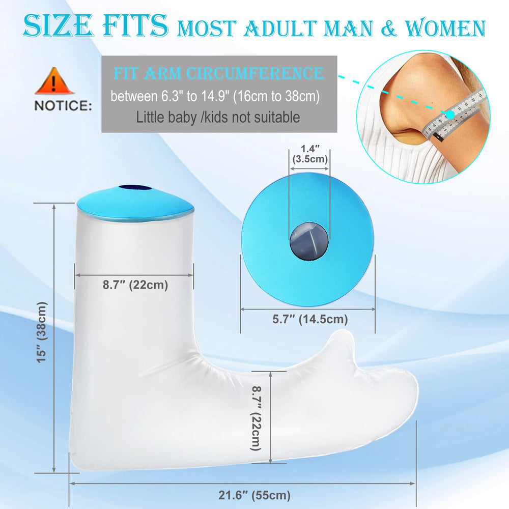 Asunby niño usando protector en la ducha protegiendo vendaje sin mojarse