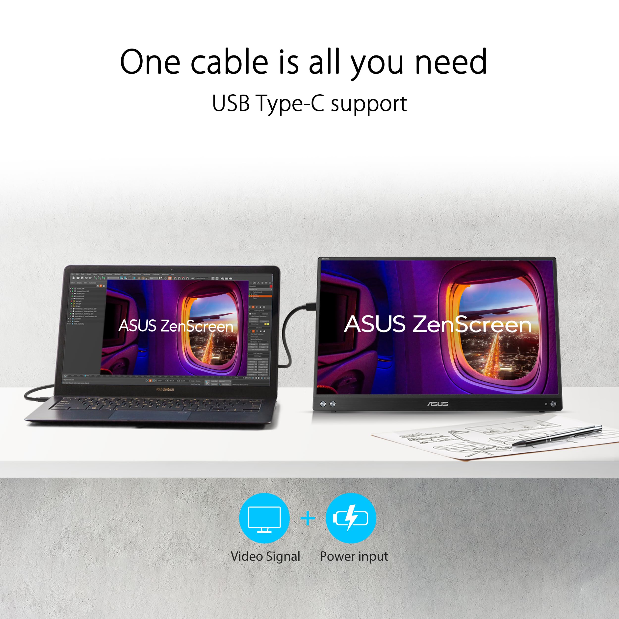 ASUS ZenScreen MB16AHV perfil ultrafino fácil de guardar en mochila