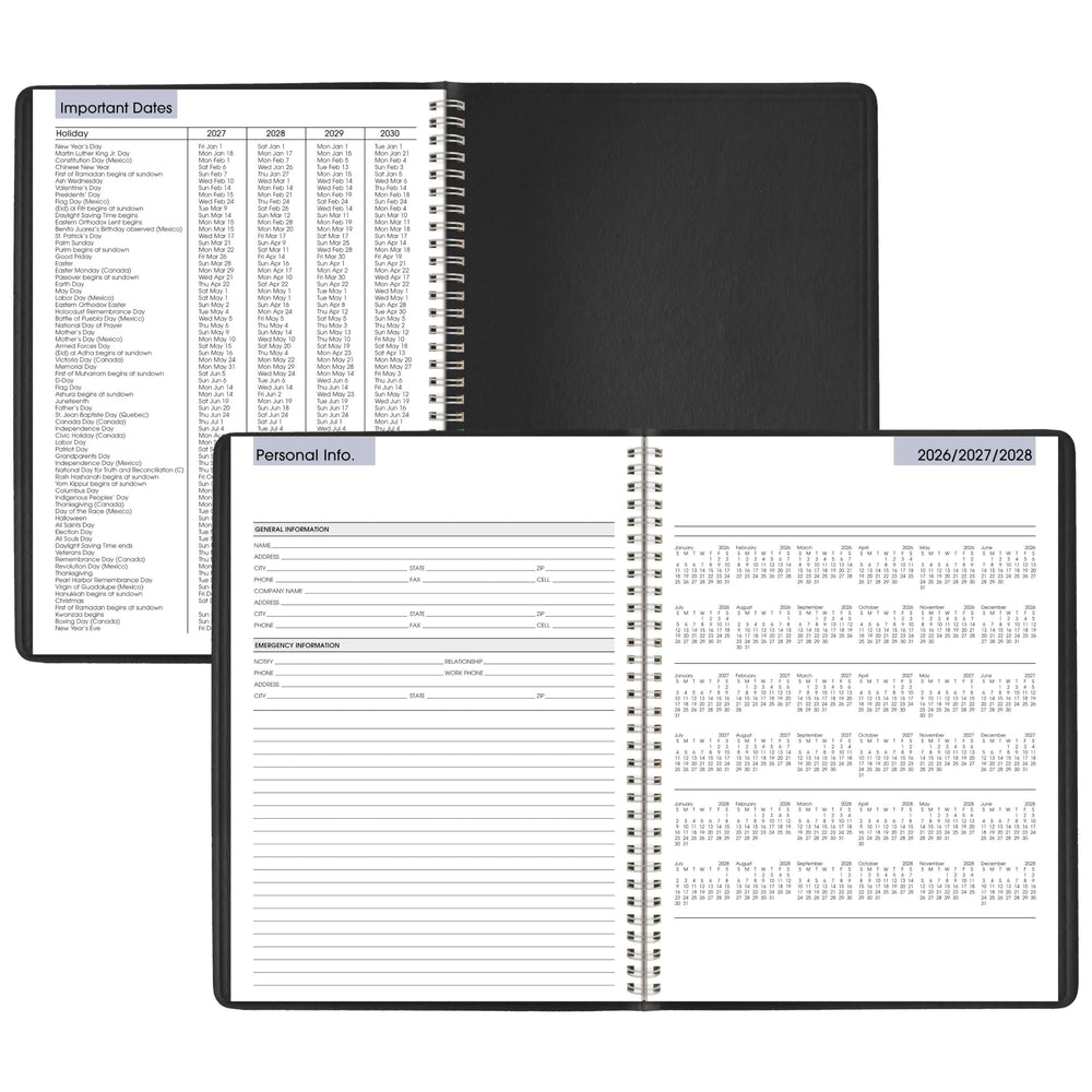AT-A-GLANCE páginas extra con calendario de 3 años, rápida referencia futura