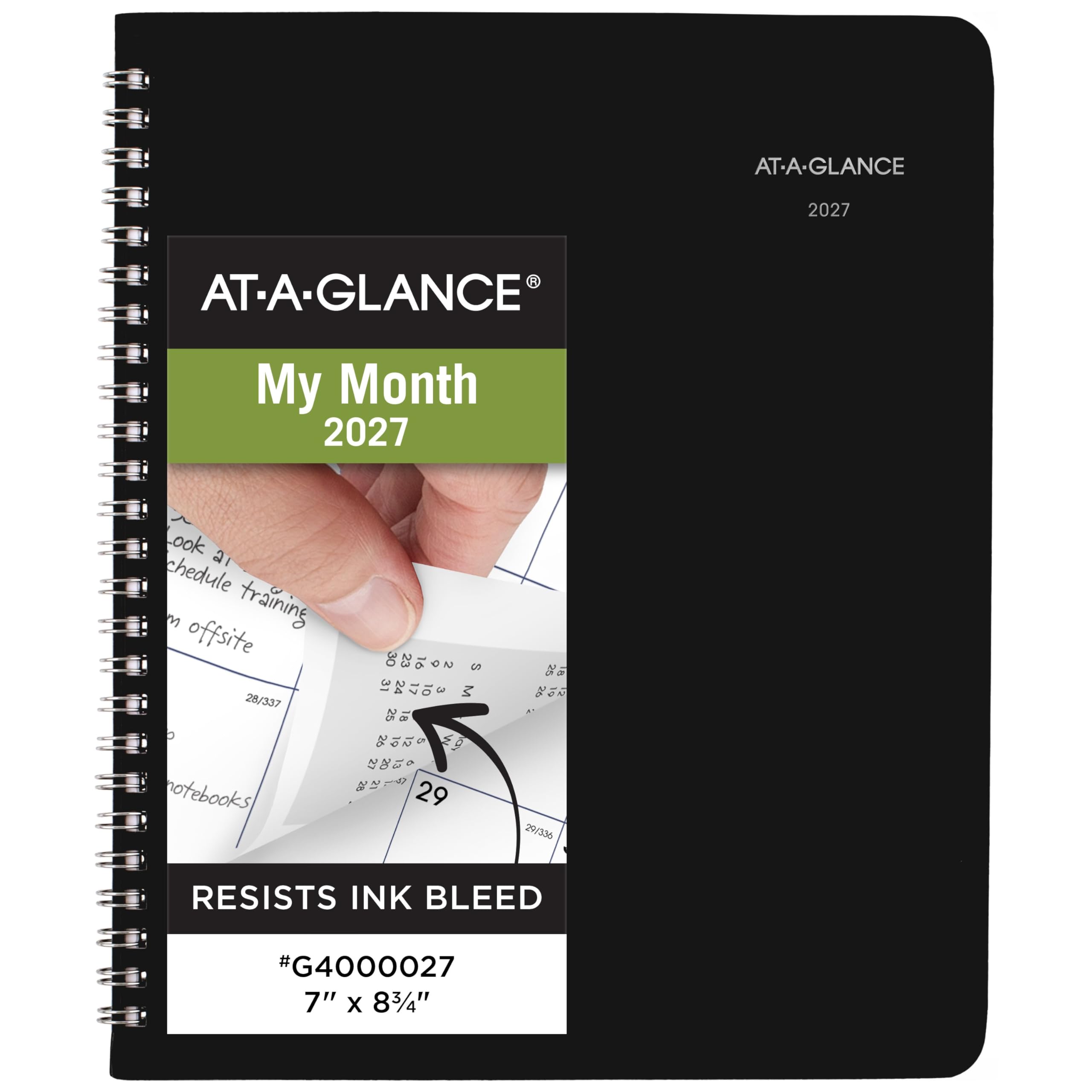 AT-A-GLANCE portada negra resistente, protección duradera para el planner