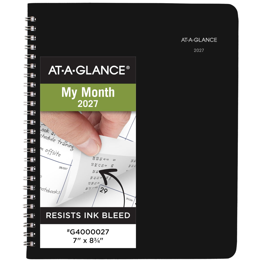 AT-A-GLANCE portada negra resistente, protección duradera para el planner