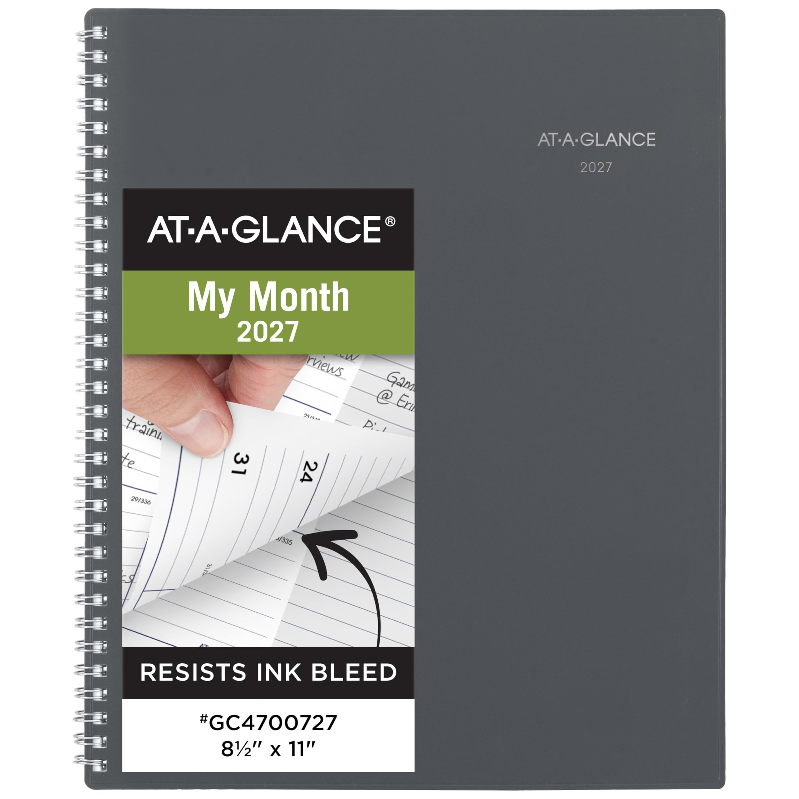 AT-A-GLANCE portada gris frontal, aspecto profesional y protección