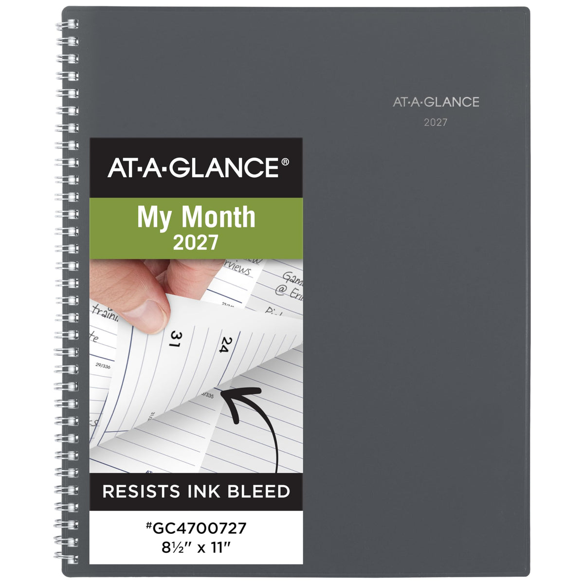 AT-A-GLANCE portada gris frontal, aspecto profesional y protección