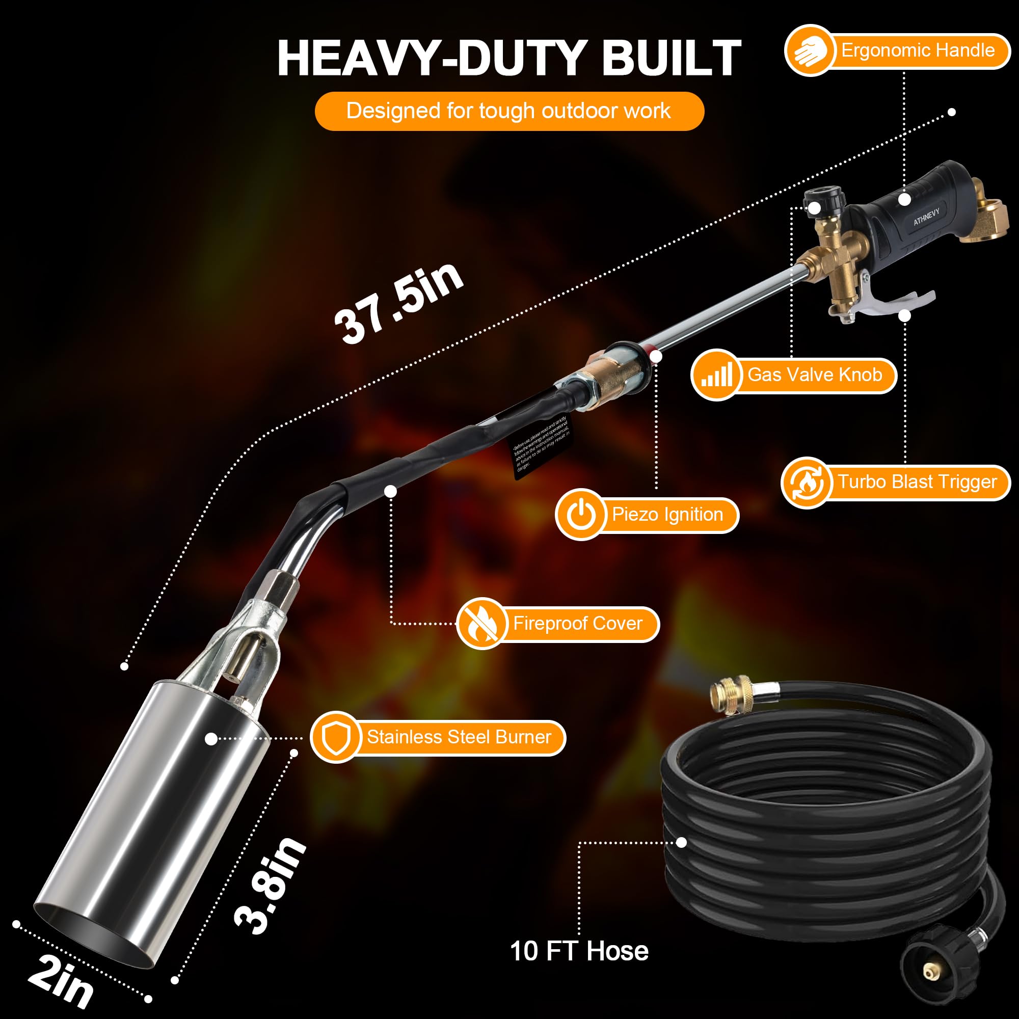 Athnevy kit components laid out showing hose, handle, nozzle and hardware for easy setup