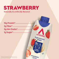 Atkins batido fresa textura cremosa en primer plano muestra consistencia apetitosa