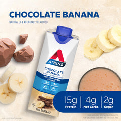 Atkins textura cremosa del batido que sugiere sabor y consistencia satisfactoria