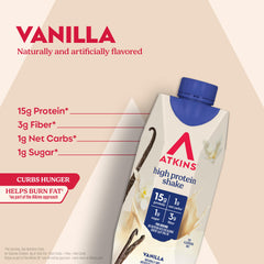 Atkins textura cremosa del batido vainilla que sugiere saciedad