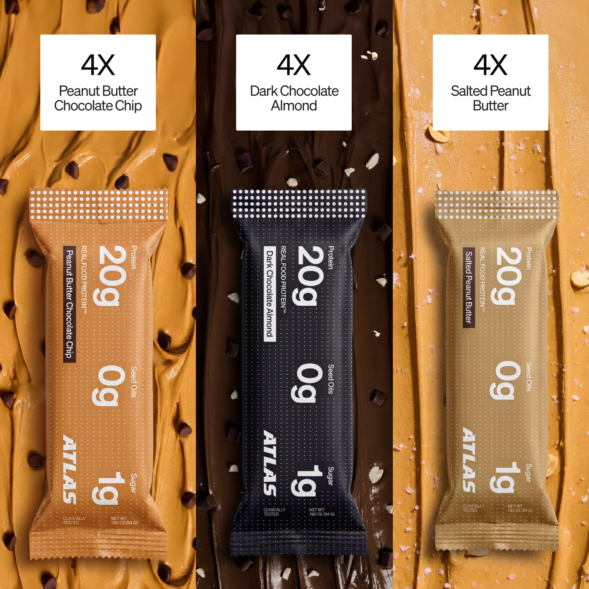 Atlas Protein Bar en mano para comparar tamaño y mostrar porción útil