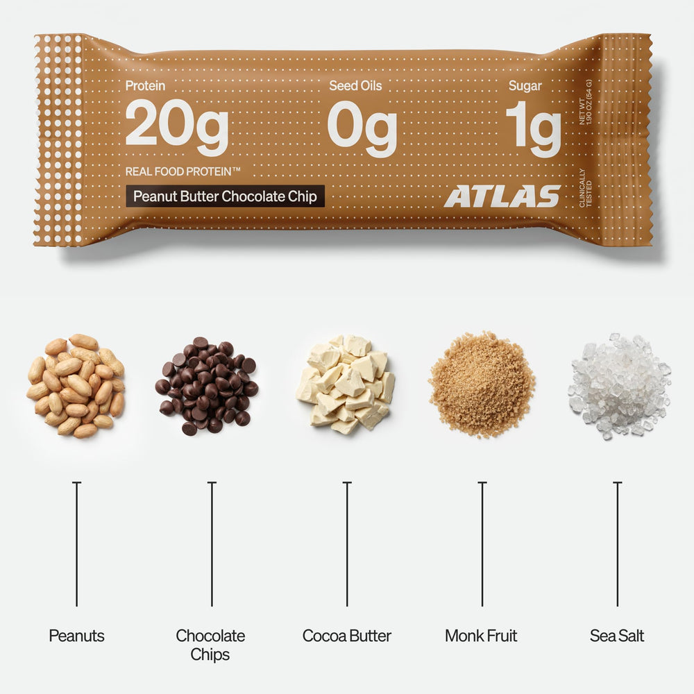 Ingredientes reales: cacahuetes y almendras de Atlas, sabor y proteína natural