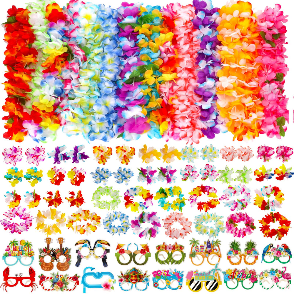 Atonofun collares hawaianos frontales mostrando colorido y facilidad para ambientar