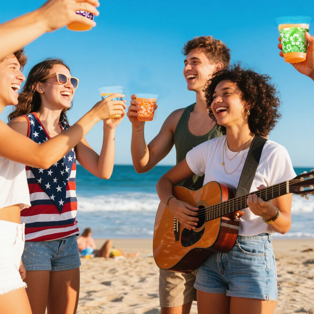 Atonofun etiqueta con motivos hawaianos facilitando identificación del diseño