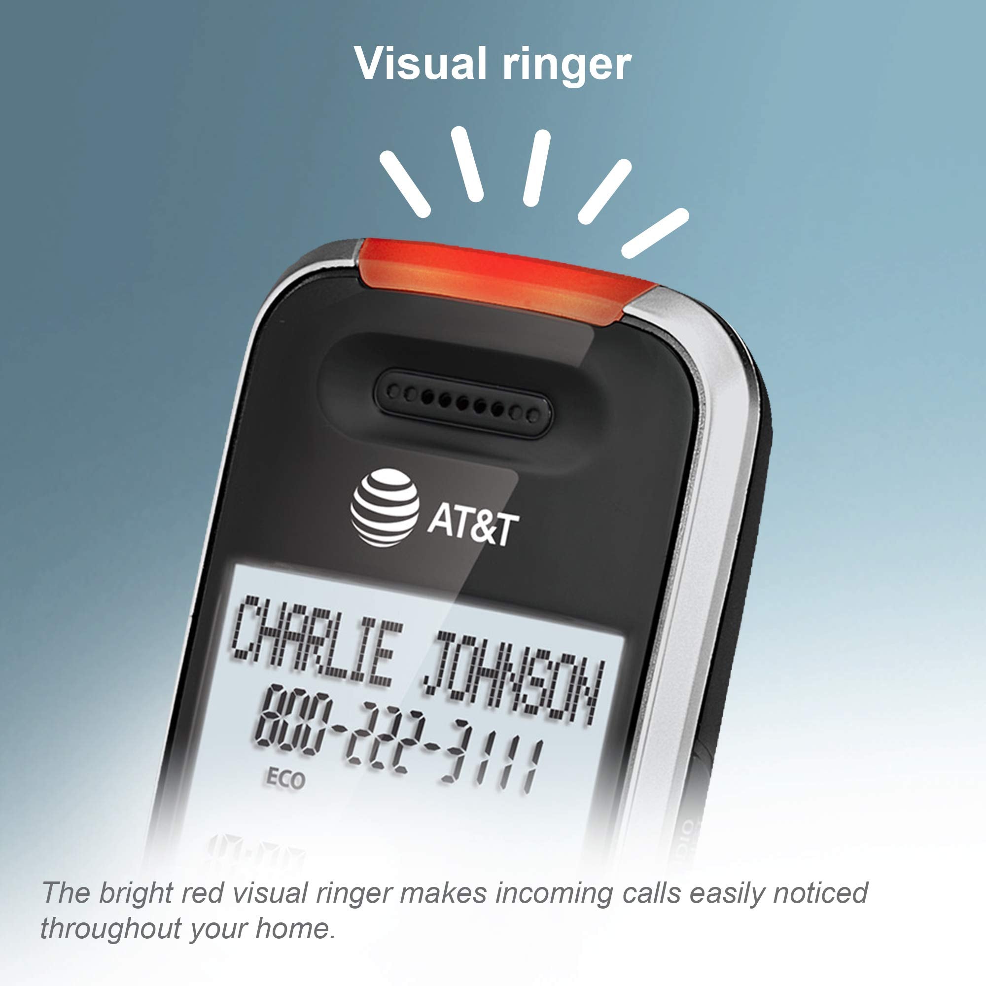 AT&T pantalla de 2 pulgadas mostrando texto de alto contraste y lectura rápida