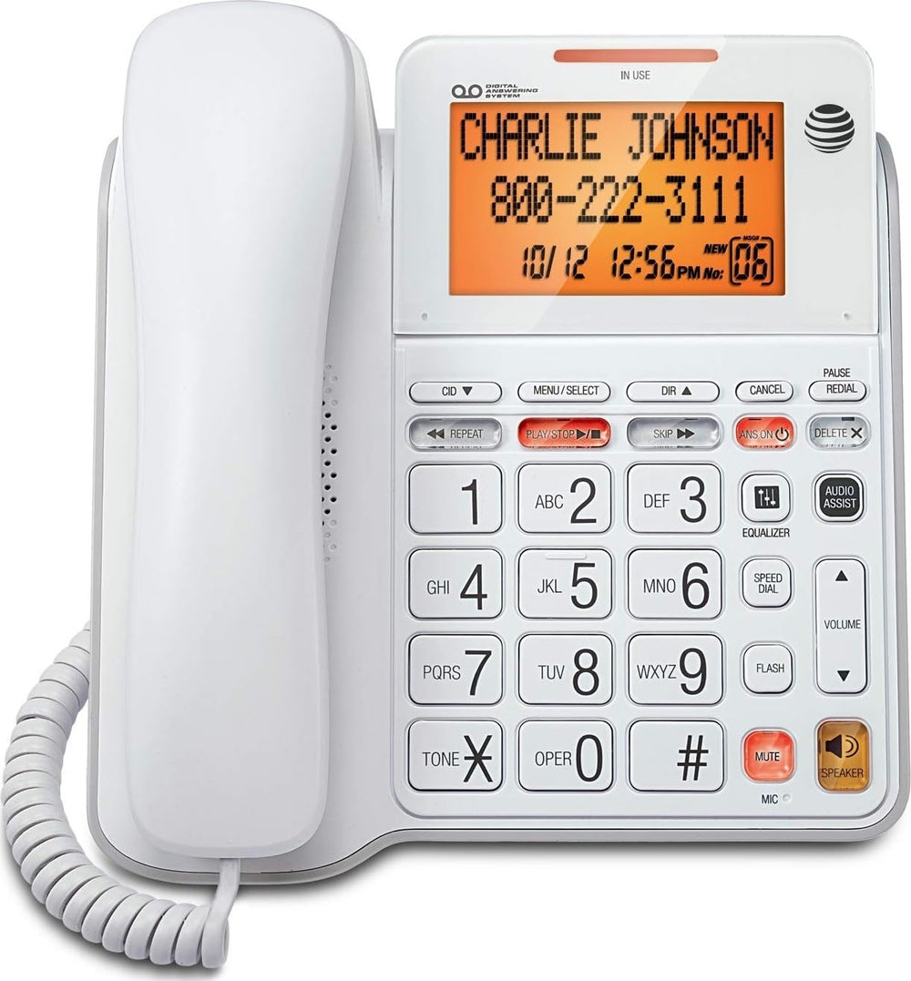 AT&T vista frontal del teléfono con contestador y beneficio de control fácil