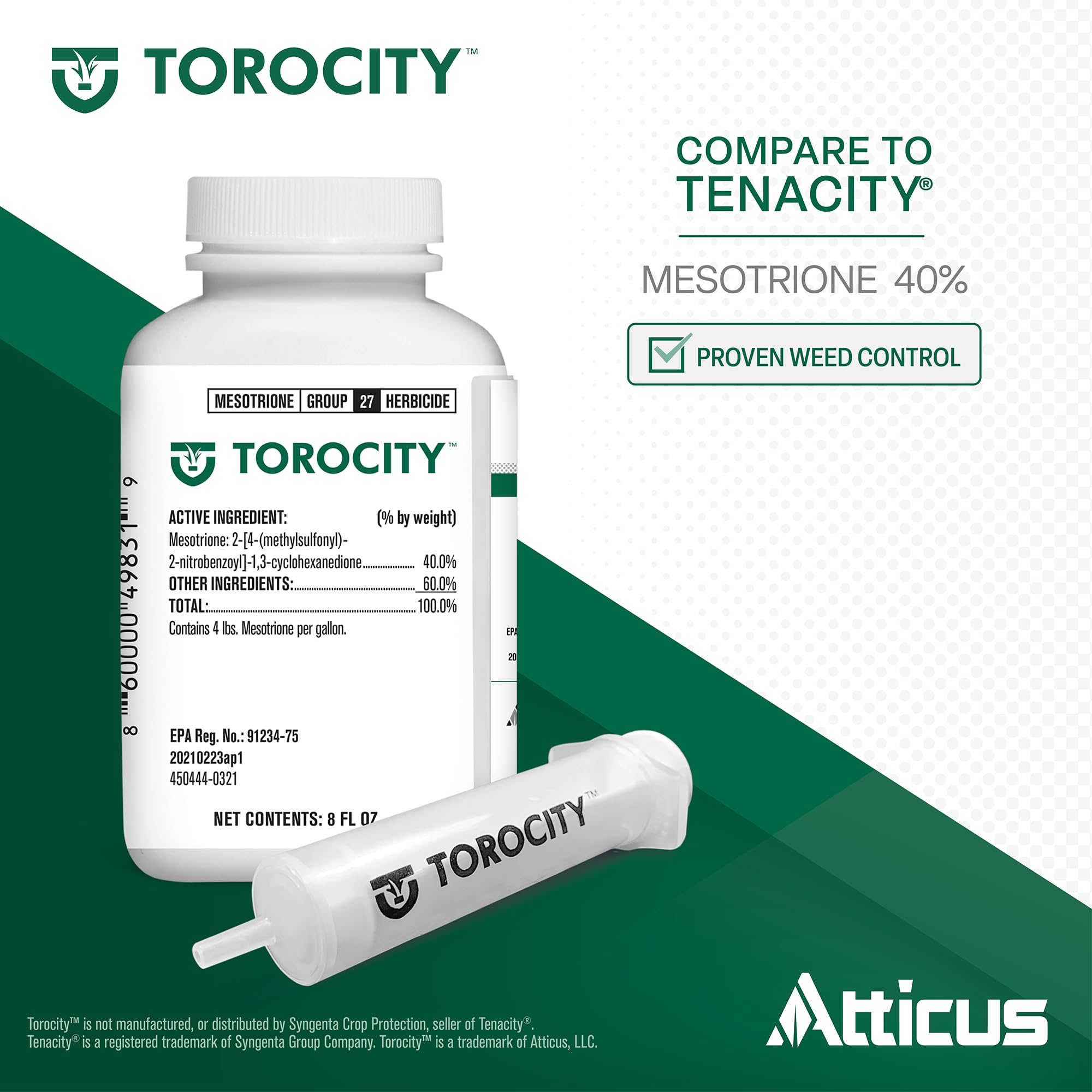 Atticus Torocity detalle de etiqueta con indicaciones y beneficio de confianza