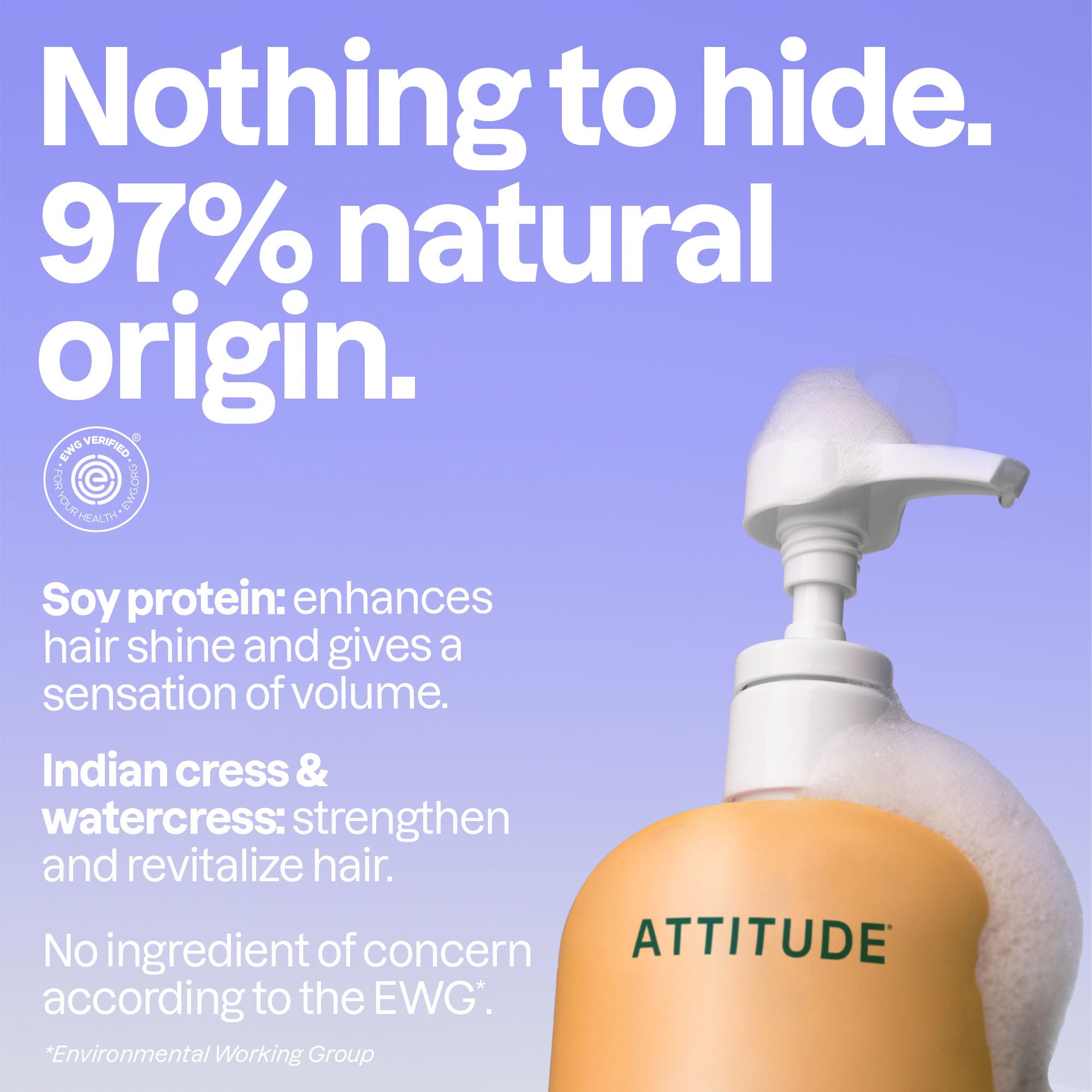 ATTITUDE detalle de la etiqueta EWG Verified y lista de ingredientes clara