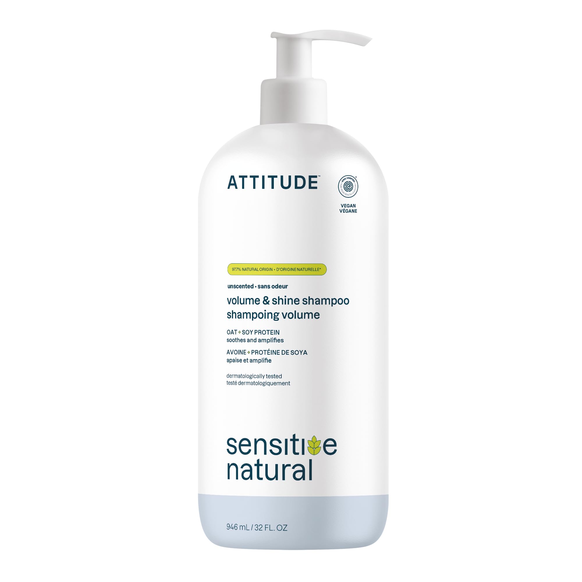 ATTITUDE envase frontal 32 oz mostrando etiqueta EWG y beneficio limpieza suave