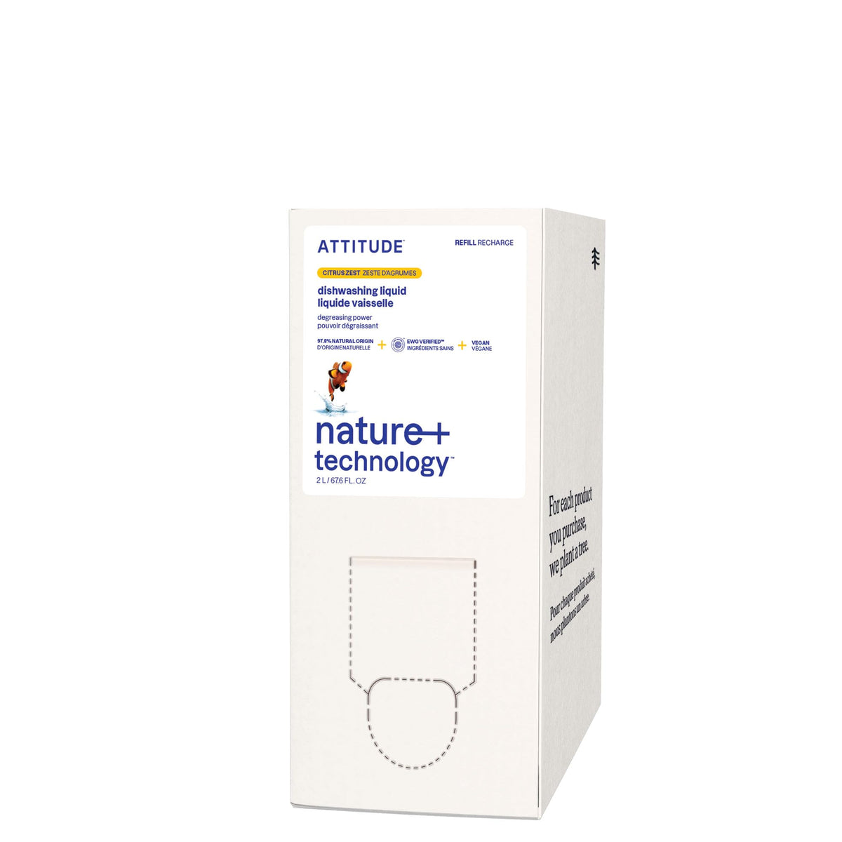 ATTITUDE frente del refill cítrico mostrando tamaño grande y beneficio ecológico