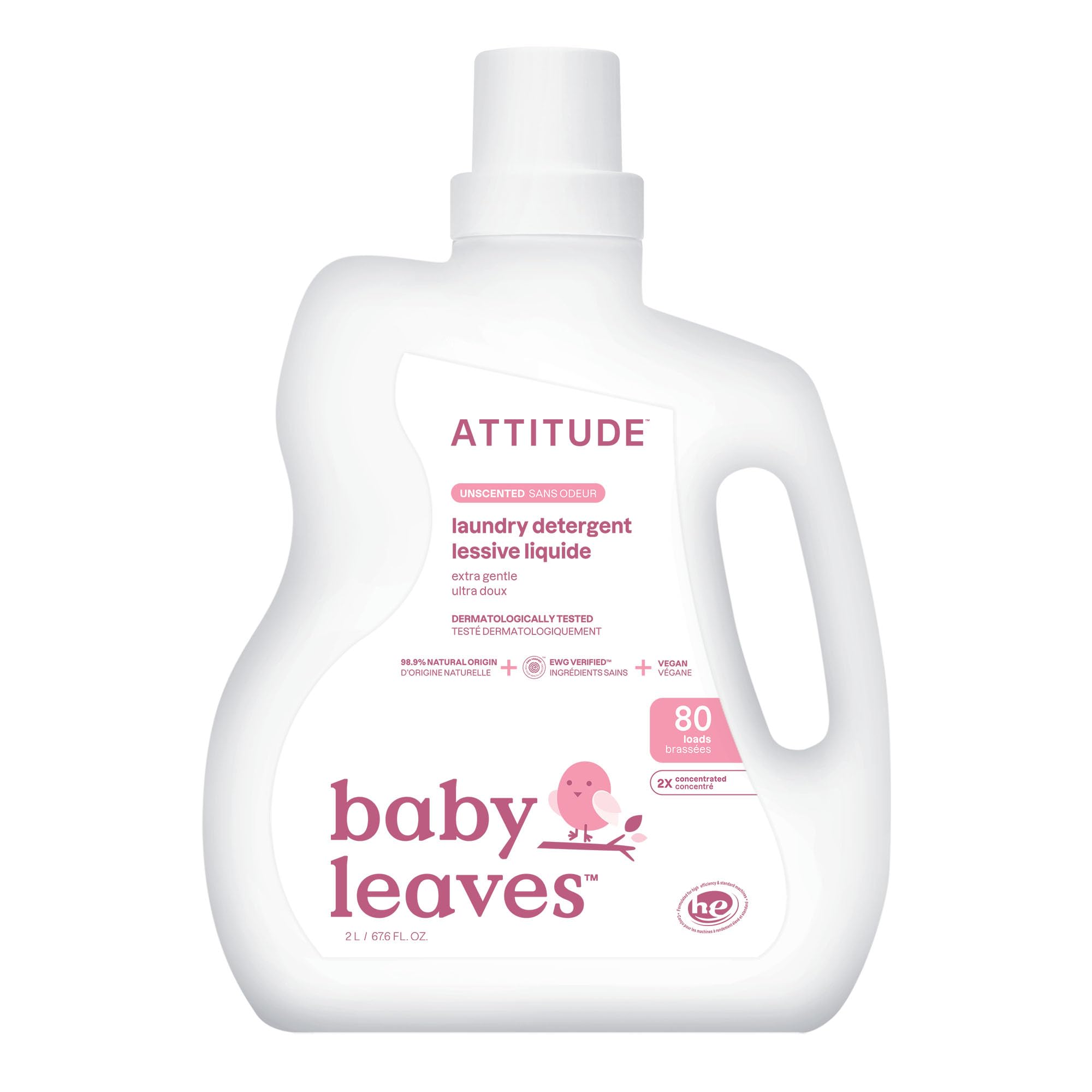 ATTITUDE botella frontal sin aroma mostrando diseño y capacidad 67.6 fl oz para limpieza segura
