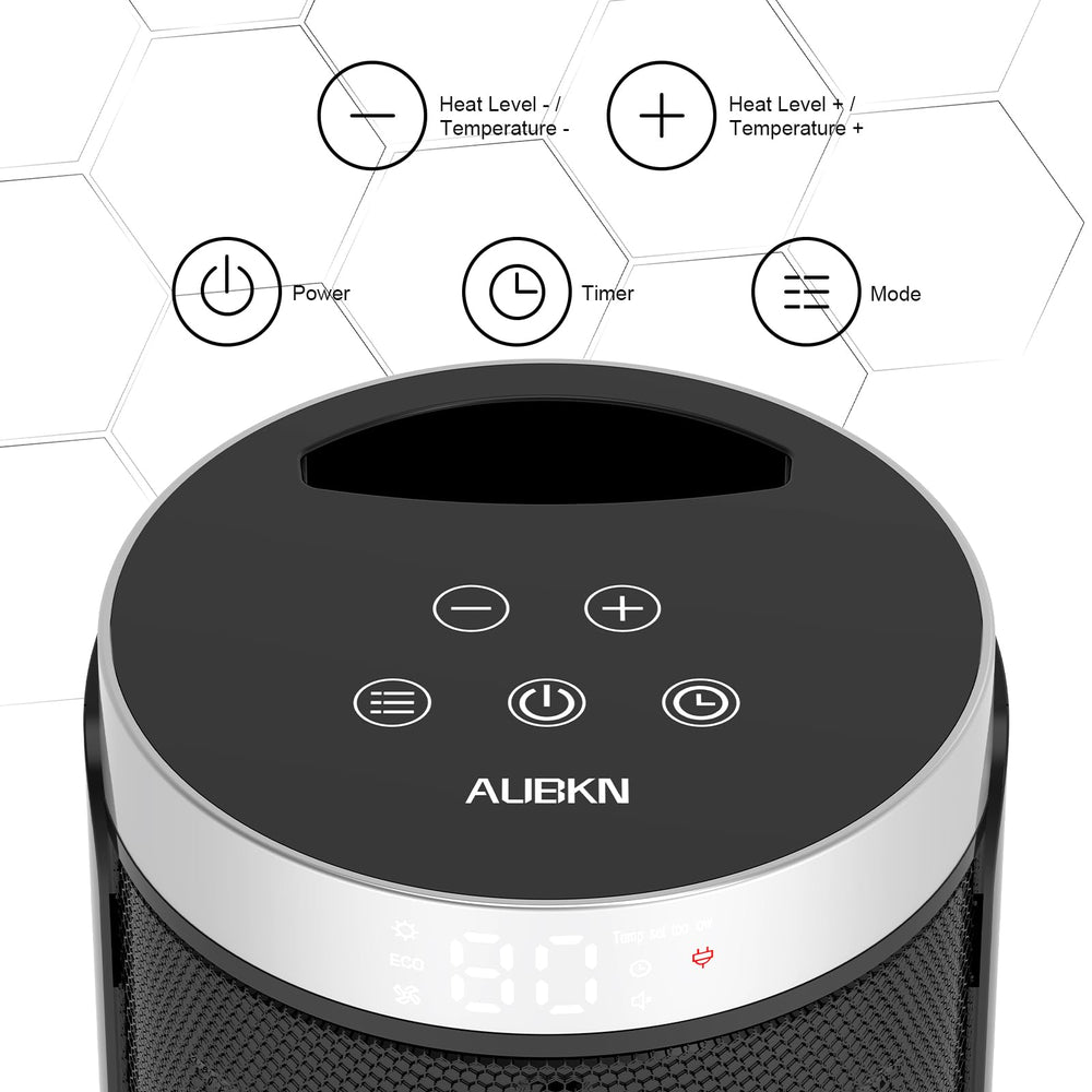 AUBKN primer plano del panel con botones y termostato para control fácil y preciso
