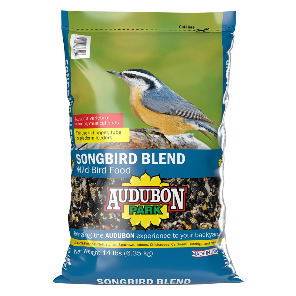 Audubon Park frente del saco 14 lb mostrando la marca y mezcla atractiva
