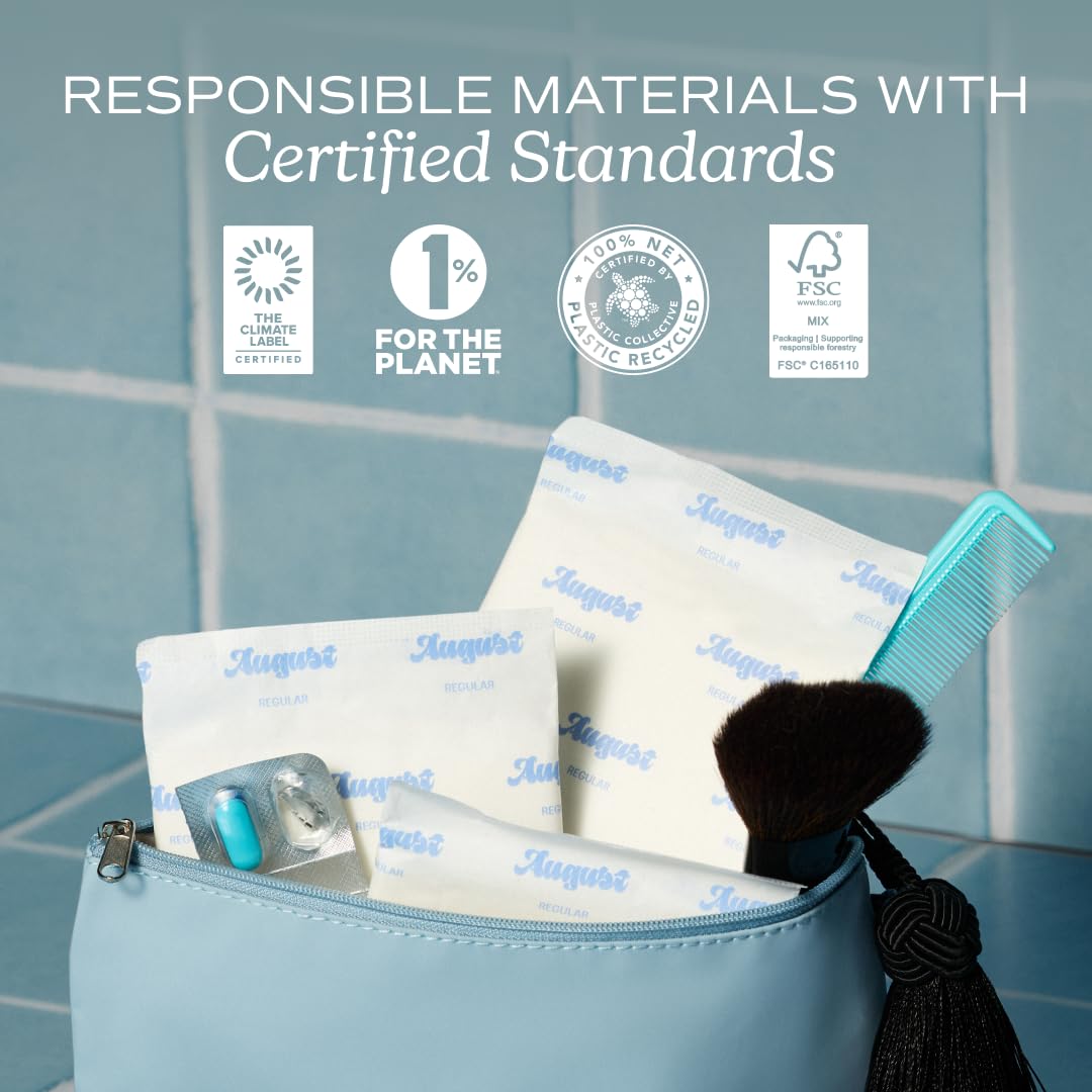August etiqueta con certificaciones orgánicas y compostables claras