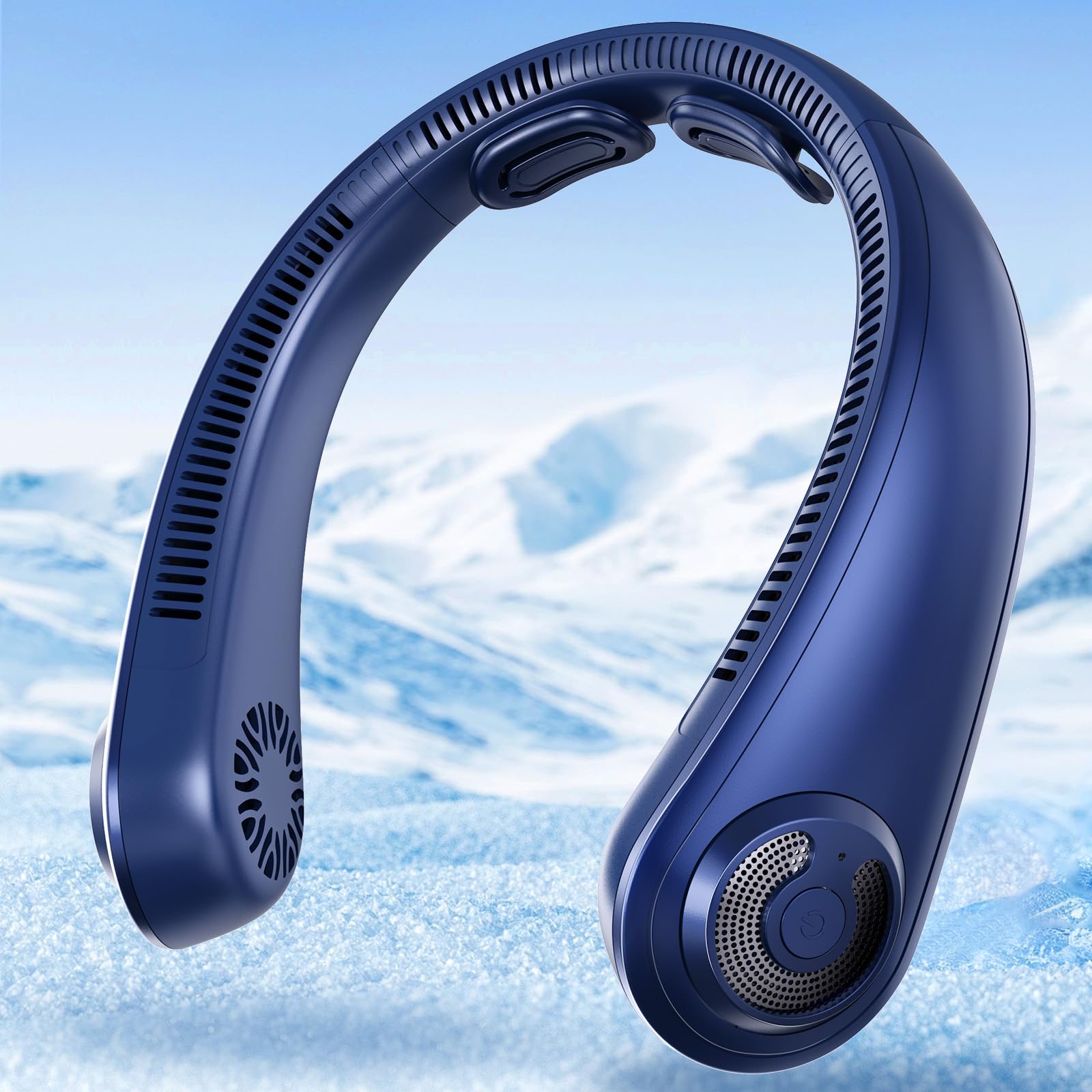 AUIIAH vista frontal del ventilador de cuello con diseño ergonómico beneficio comodidad