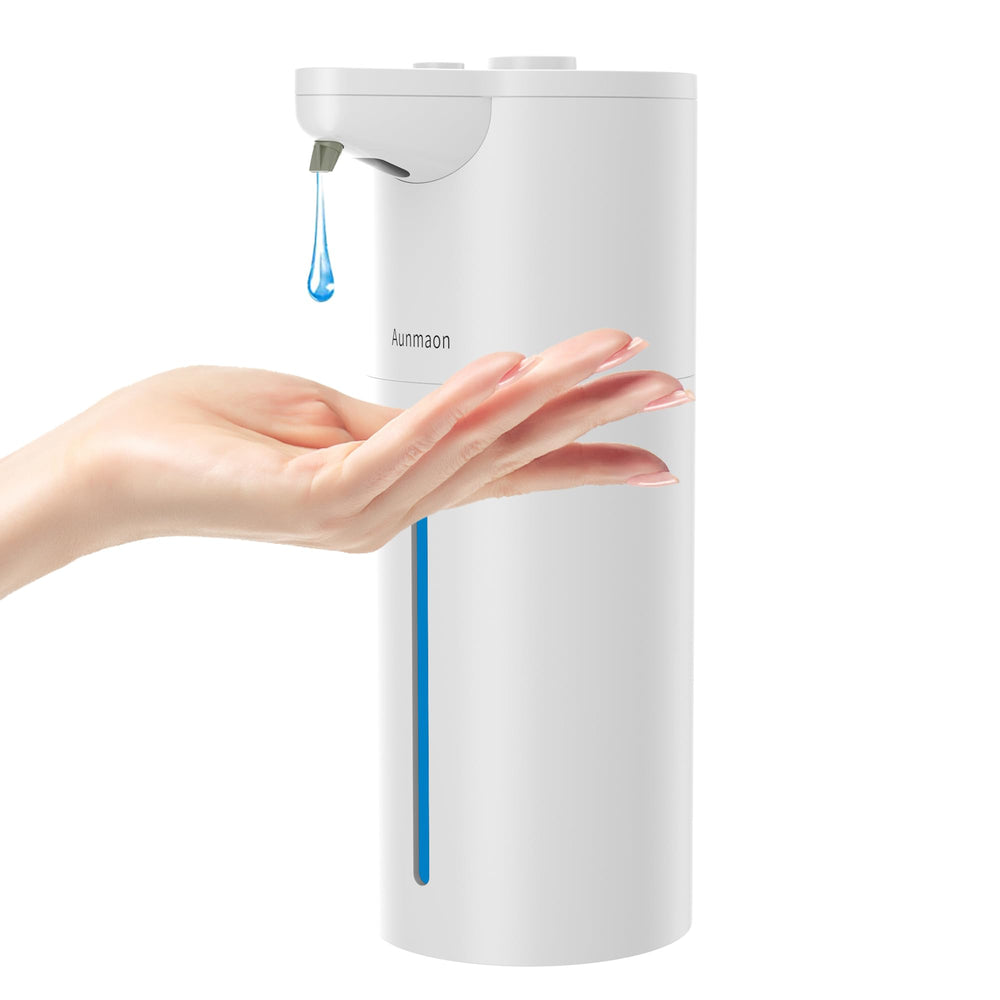 Aunmaon vista frontal del dispensador blanco, aspecto moderno y compacto