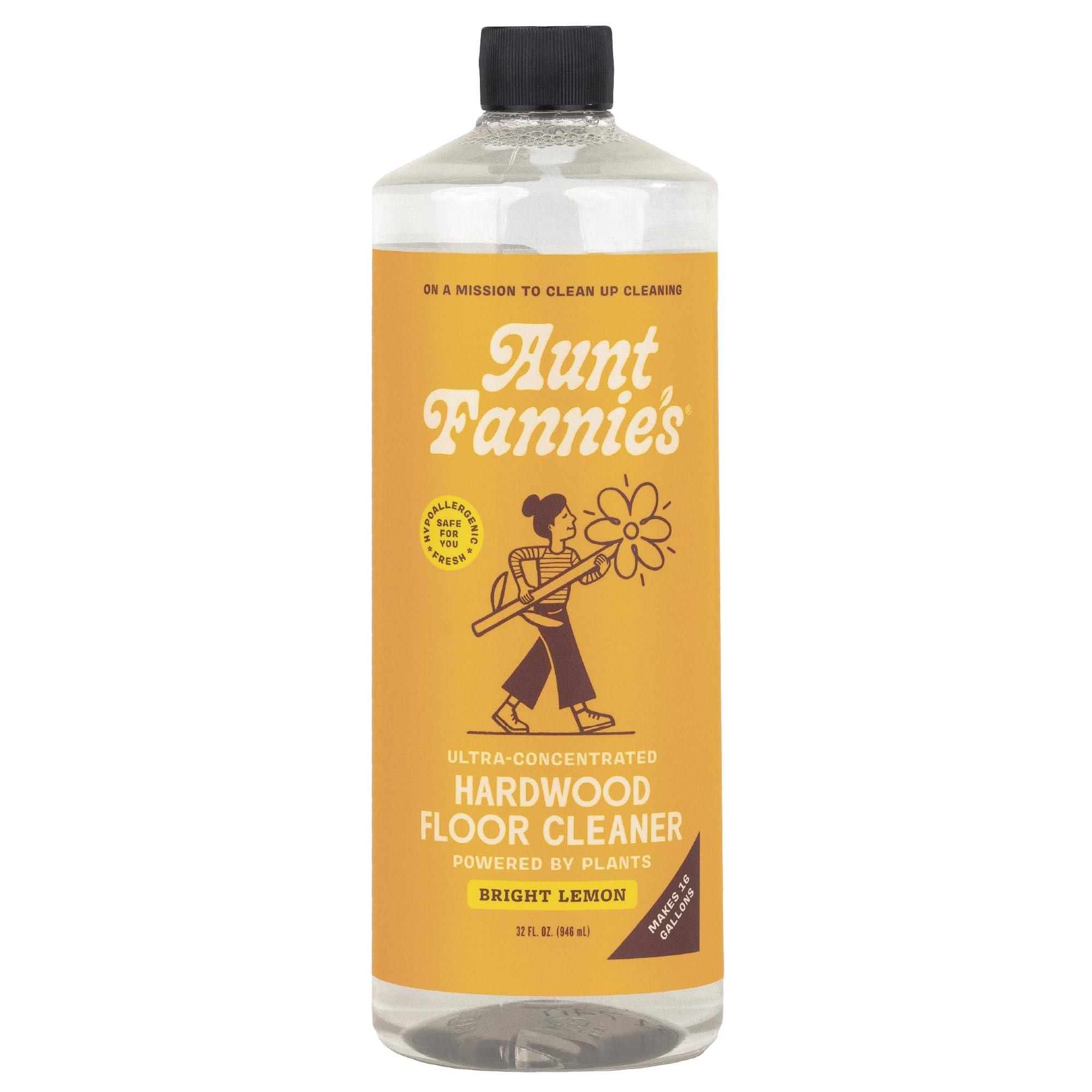 Aunt Fannie's botella frontal mostrando el envase y aroma limón, práctico para almacenamiento
