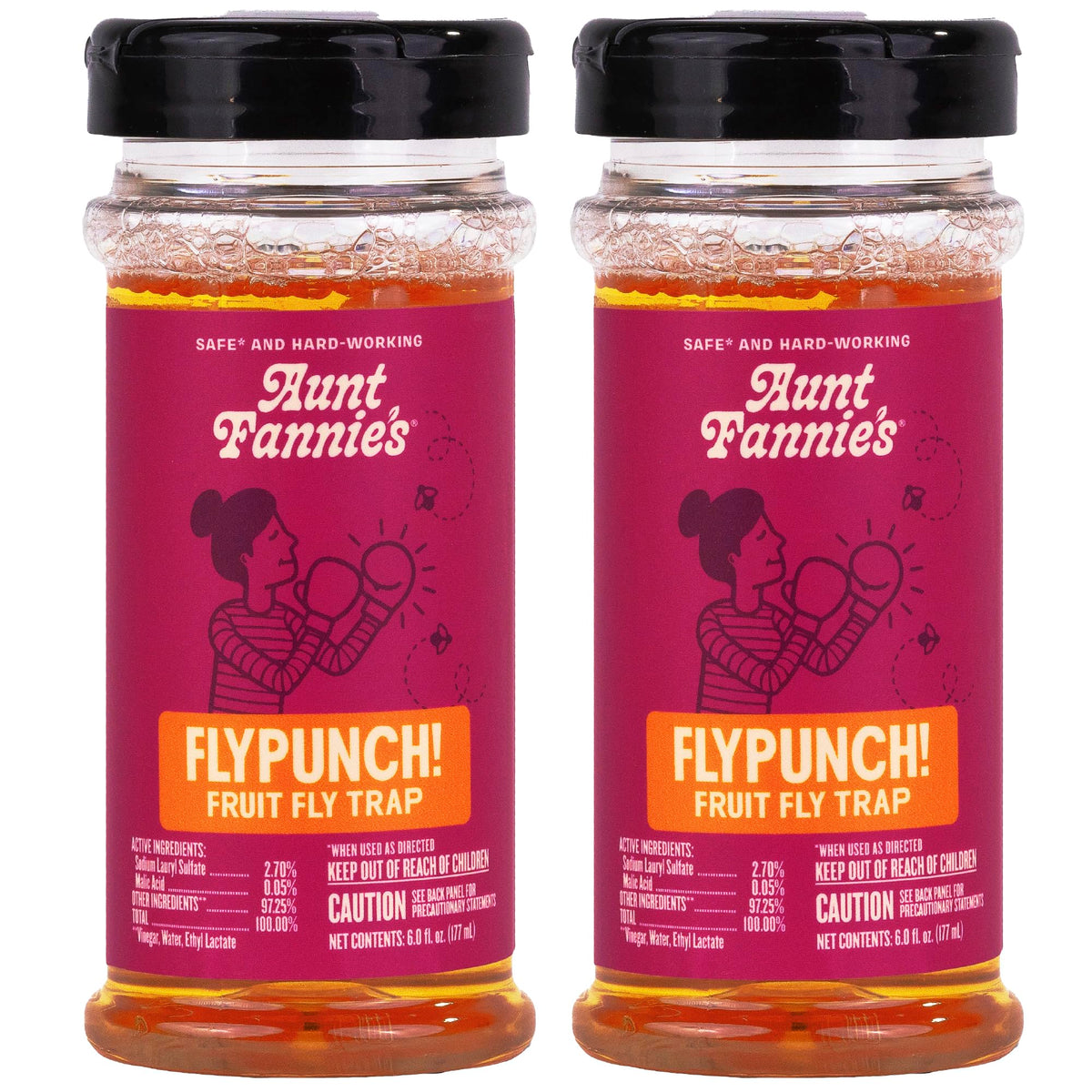 Aunt Fannie's envase frontal mostrando la etiqueta y beneficio antimoscas