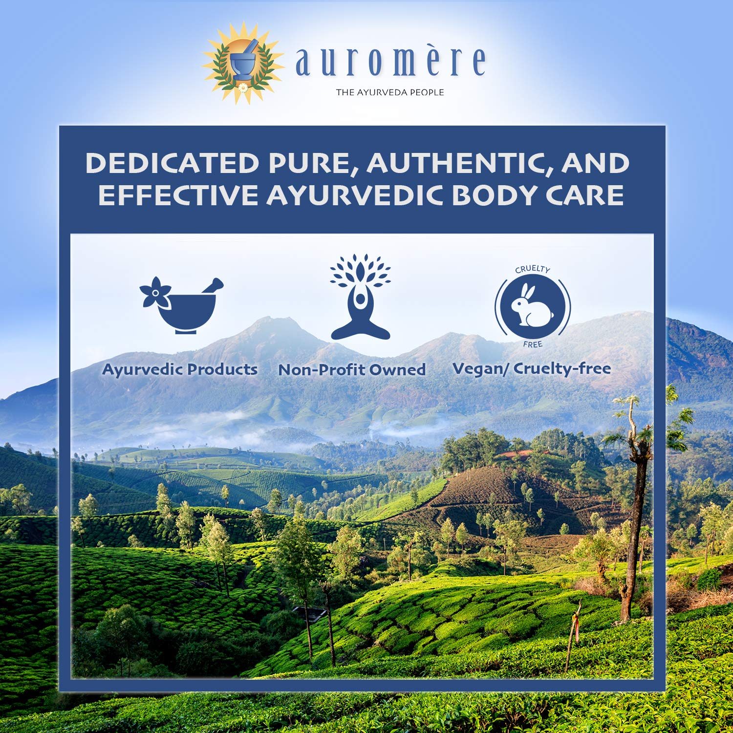Auromere etiqueta con lista de ingredientes botánicos y propiedades
