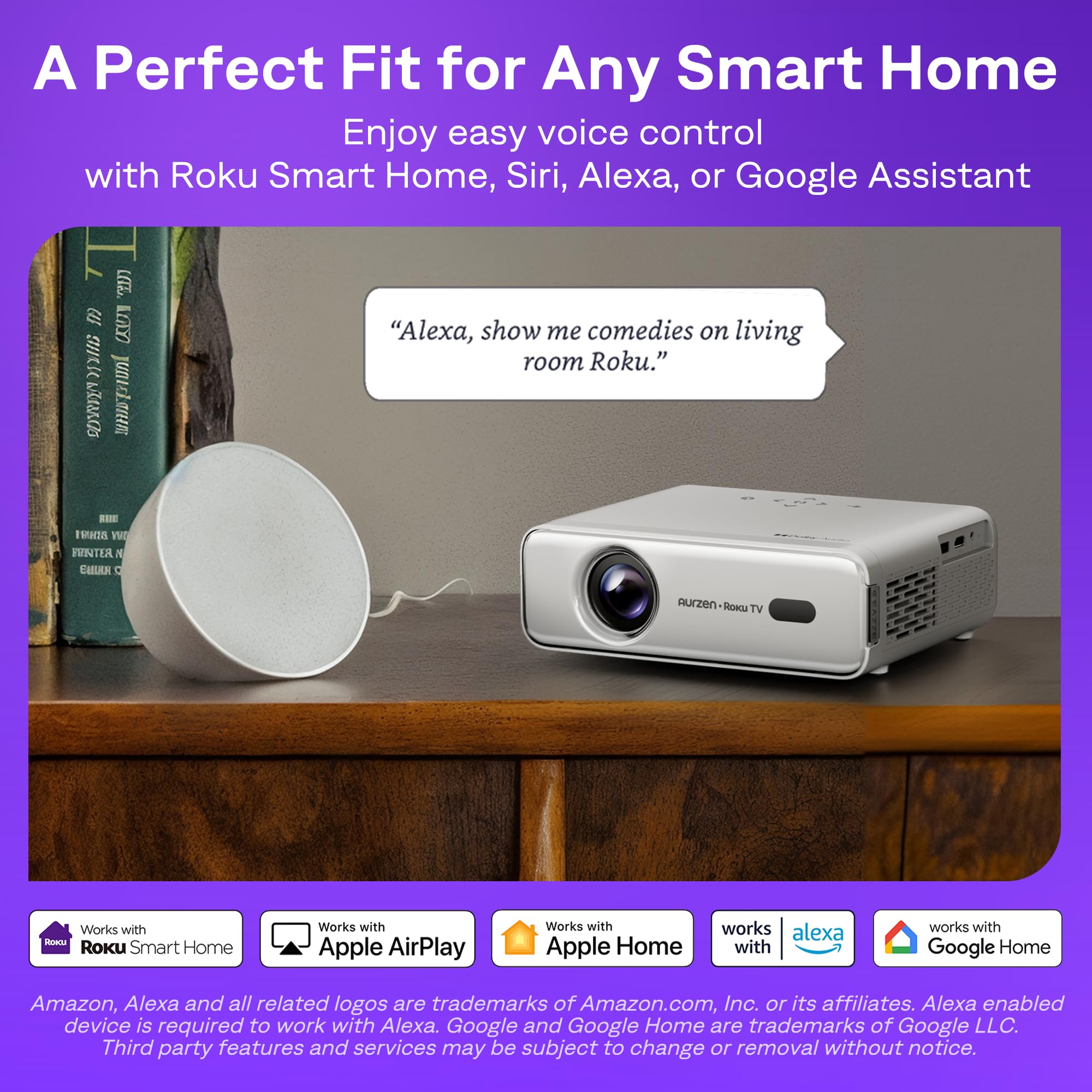 Aurzen D1R en sala con imagen grande para ambiente familiar