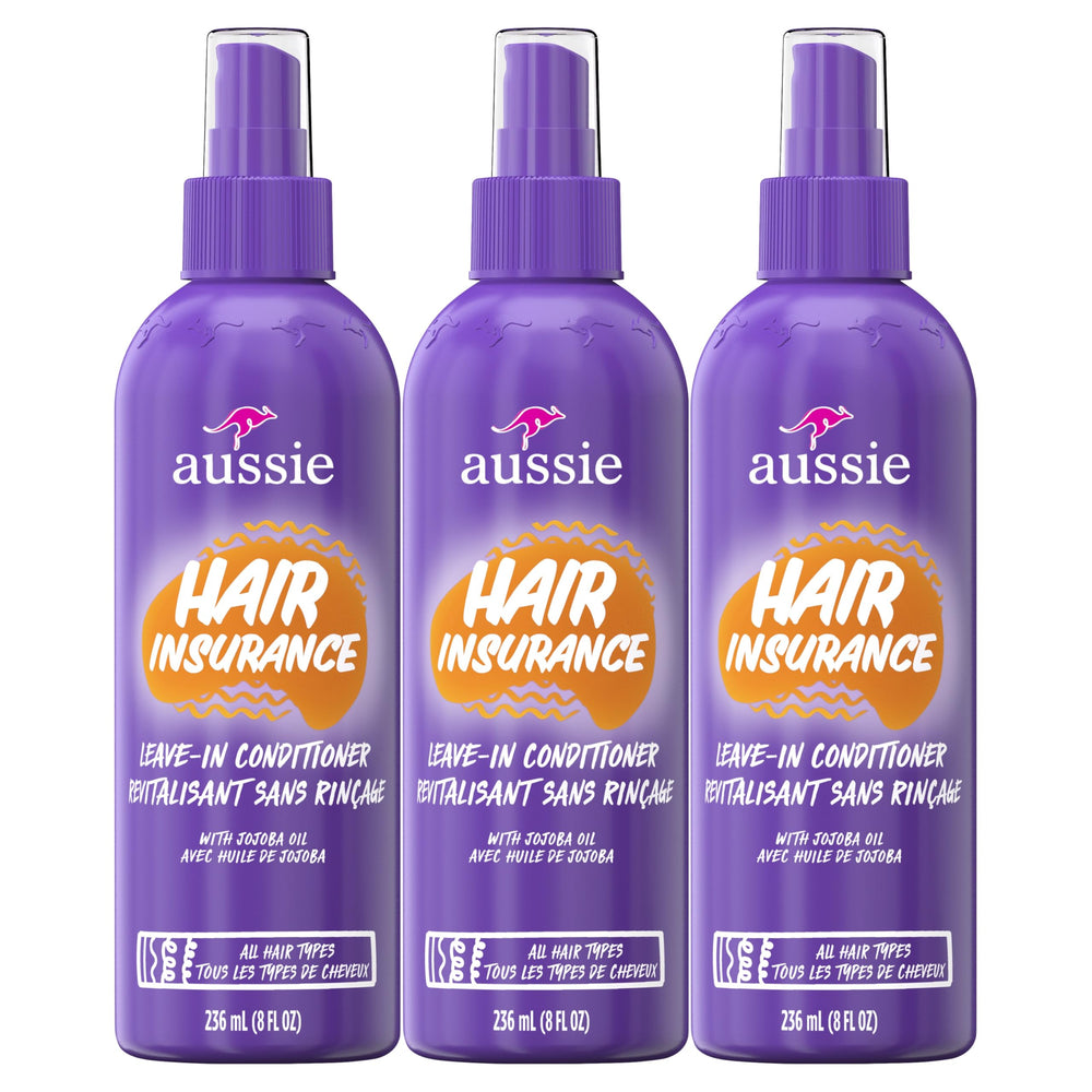 Aussie presentación frontal del spray mostrando etiqueta y tamaño práctico