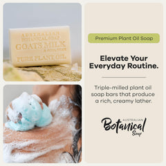 Australian Botanical Soap barra en mano demostrando tamaño extra grande y agarre