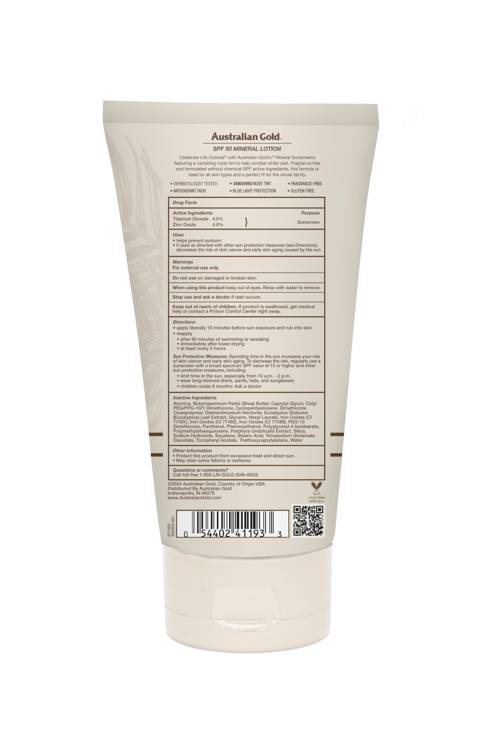 Australian Gold textura cremosa en primer plano que se absorbe y evita efecto blanco