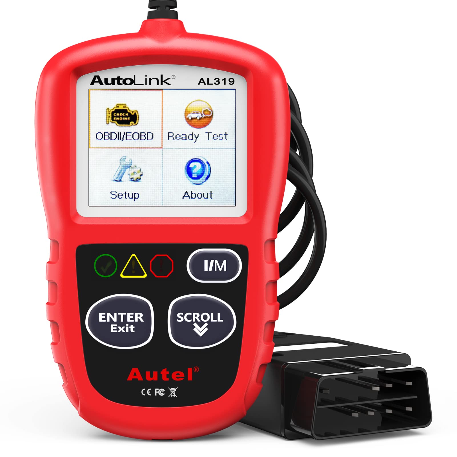 Autel AL319 vista frontal del dispositivo mostrando su diseño compacto y fácil uso
