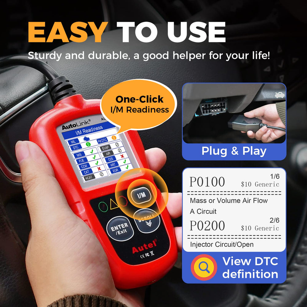 Autel AL319 en uso dentro del coche mostrando datos de motor en pantalla