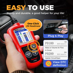 Autel AL319 en uso dentro del coche mostrando datos de motor en pantalla