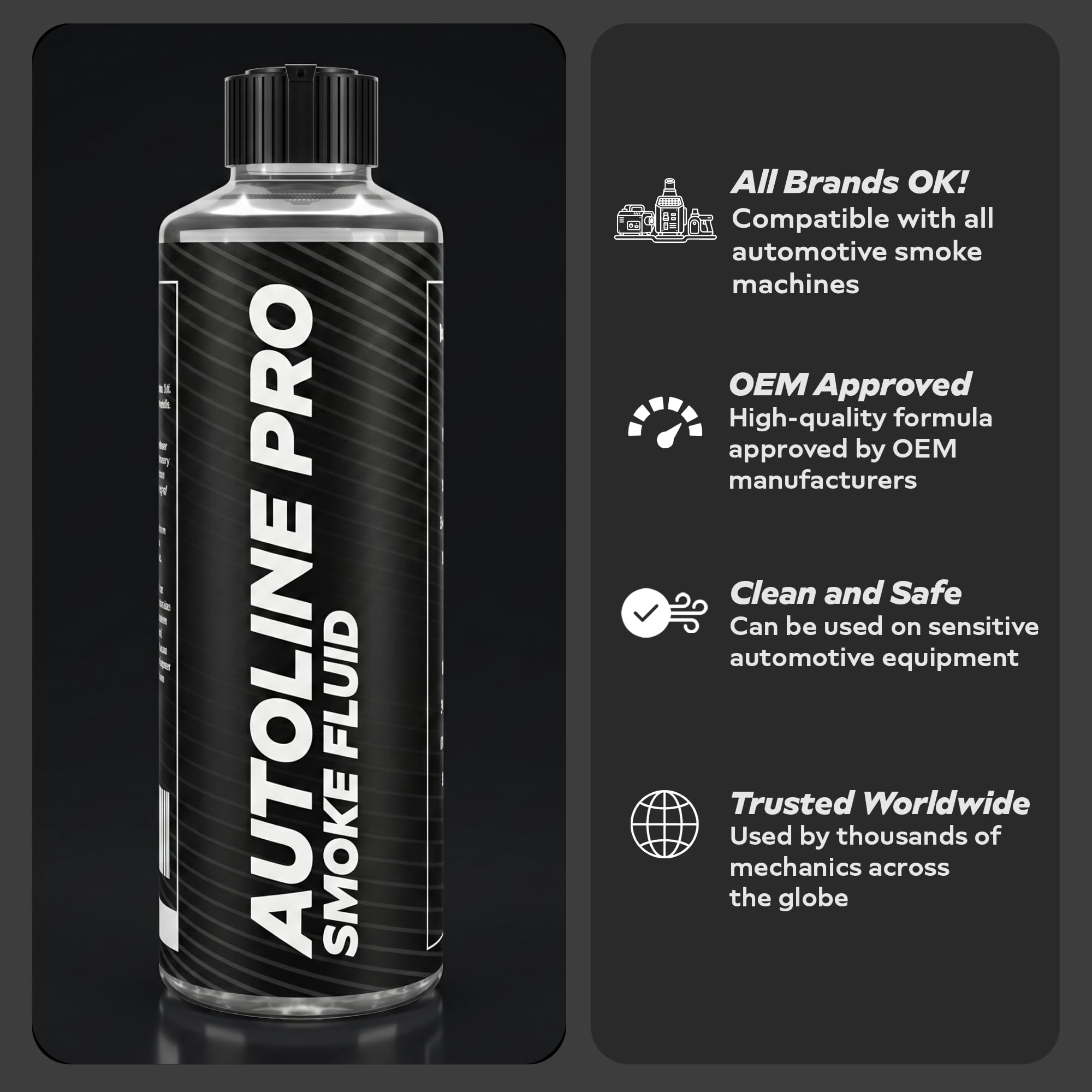 AutoLine Pro botella junto a regla para comparar tamaño y duración