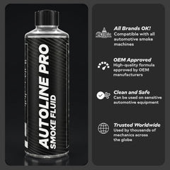 AutoLine Pro botella junto a regla para comparar tamaño y duración